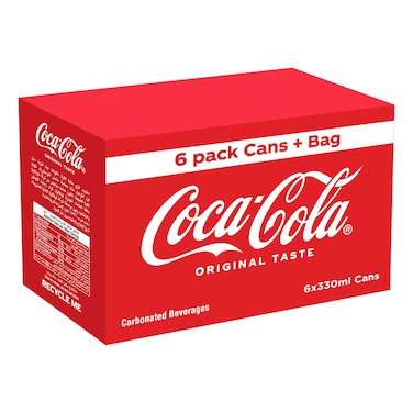 كوكا كولا أوريجينال تايست علب مشروبات غازية مع كيس  330 ملل حزمة من 6