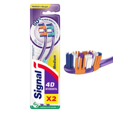 Signal 4D Medium  Toothbrush   Interdental   2 Per Pack