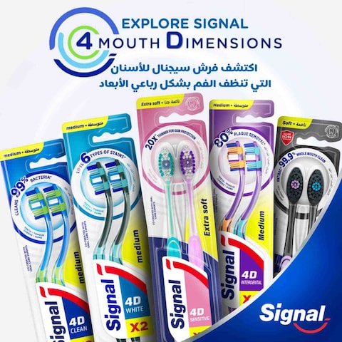 Signal 4D Extra Soft  Toothbrush  Sensitive  2 Per Pack