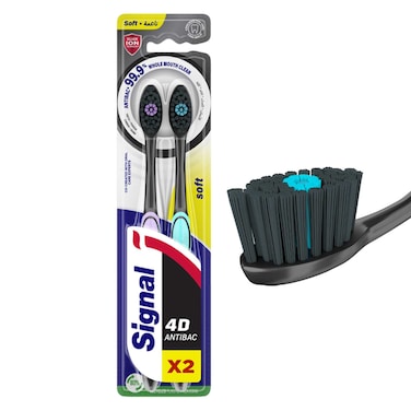 Signal 4D Soft  Toothbrush  Antibacterial  2 Per Pack