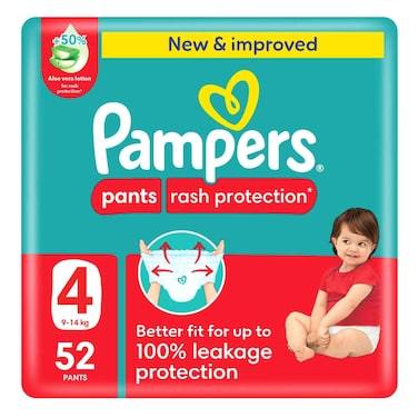 Pampers Rash Protection Diaper Pants Size 4 9-14kg 52 Pants