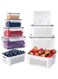4 PCS Large Fruit Containers for Fridge - Leakproof Food Storage Containers with Removable Colander - Dishwasher &amp; Microwave Safe Produce Containers Keep Fruits, Vegetables, Berry, Meat Fresh longer