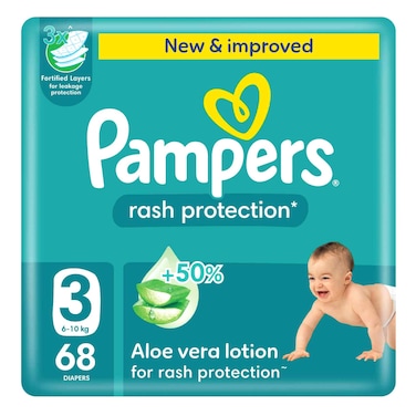 Pampers Rash Protection Diapers Size 3 6-10kg 68 Diapers