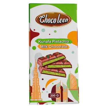Chocoleen Kunafa Pistachio Milk Chocolate Bar, 200g