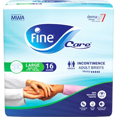 فاين كير حفّاضات للكبار مع سلس البول، المقاس الكبير (100–140 سم)، 16 حفّاضة
