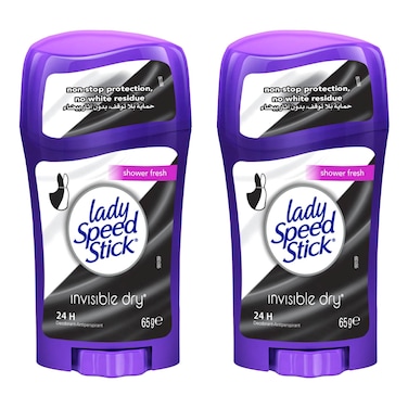 Lady Speed Stick Invisible Dry Deodorant Antiperspirant Stick Shower Fresh 65g Pack of 2