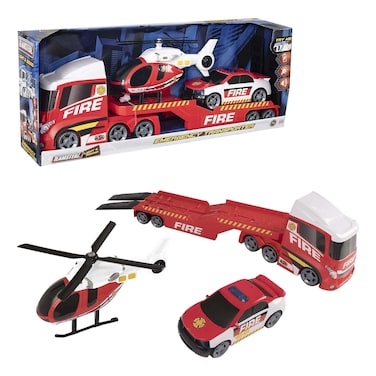 HTi Teamsterz Light and Sound Fire Truck Helicopter Emergency Transporter Small