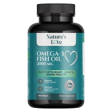 Nature's Love Omega 3 Fish Oil 2000mg Dietary Supplement 100 Softgels