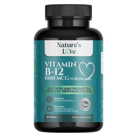 Nature&#39;s Love Vitamin B-12 1000mcg Sublingual Dietary Supplement 60 Tablets
