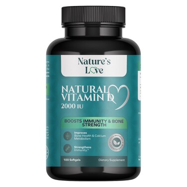 Nature's Love Natural Vitamin D 2000IU Dietary Supplement 100 Softgels