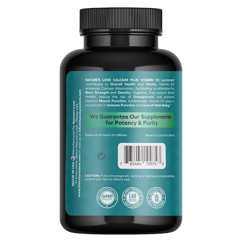Nature&#39;s Love Calcium with Vitamin D3 1200mg Dietary Supplement 90 Tablets
