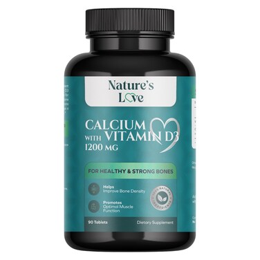 Nature's Love Calcium with Vitamin D3 1200mg Dietary Supplement 90 Tablets