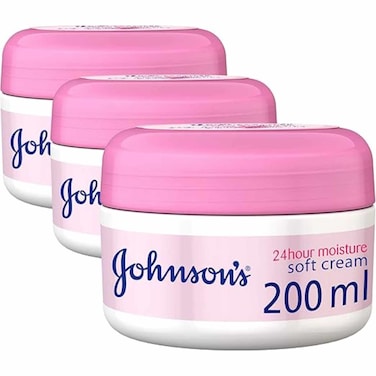 Johnson's Body Cream 24 HOUR Moisture Soft non-greasy finish 200ml Pack of 3