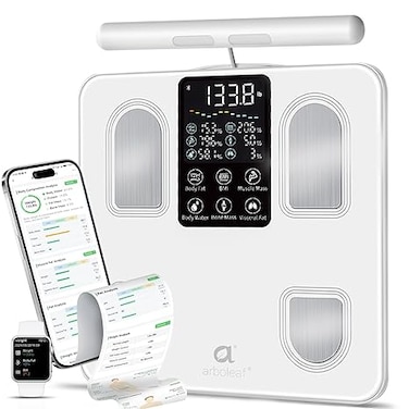 arboleaf Scale for Body Weight, Bluetooth Smart Digital Weighing Scales with 8 Electrode, High Precision 26 Body Composition Analyzer for BMI Muscle Mass