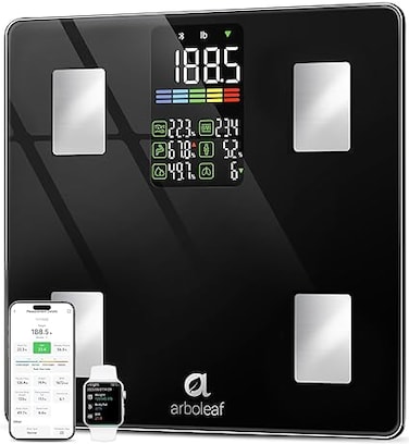 arboleaf Scale for Body Weight and Fat, High Accuracy Digital Smart Bathroom Scales, Large LED Display Weight Scale for BMI Muscle, 14 Body Composition Analyzer, 500lbs