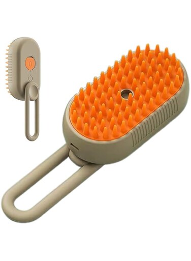 TOMVAES Pet Brush, Khaki Electric Mist Spray Brush, Cat Dog Grooming Comb, Puppy Kitten Massage Bath Brush, Long Medium Short Hair Pets Remove Loose Fur Dirt Brush, 19.5 * 6.5 * 4.5cm