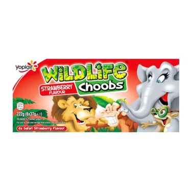 Yoplait Wildlife Choobs Strawberry Flavoured Yogurt 222g