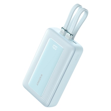 Anker Zolo Power Bank With Built-in USB-C And Lightning Charging Cable Blue 20000mAh 30W