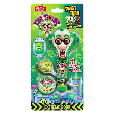 فيلكو دكتور ساور إكستريم ساور حلوى تويست بوب الحامض للغاية مع مسحوق حامض 17 غرام