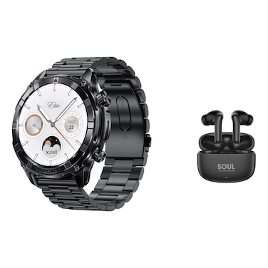 X.Cell Elite 6 Smartwatch Black With Super Moon Truly Wireless Bluetooth In-Ear Earbuds
