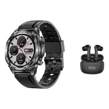 X.Cell Elite 6 Smartwatch Black With Super Moon Truly Wireless Bluetooth In-Ear Earbuds