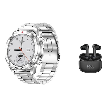 X.Cell Elite 6 Smartwatch Silver With Super Moon Truly Wireless Bluetooth In-Ear Earbuds