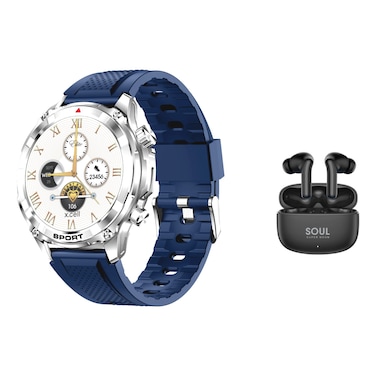 X.Cell Elite 6 Smartwatch Blue With Super Moon Truly Wireless Bluetooth In-Ear Earbuds