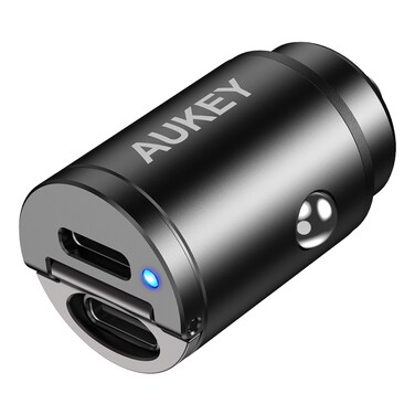 Aukey 2 Port USB-C To USB-C Car Charger Black 30W