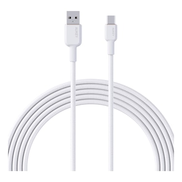 Aukey Circlet AC Nylon Braided USB-A To USB-C Data Sync And Charging Cable White 1m