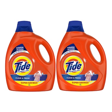 Tide Liquid Detergent Power Gel Clean and Fresh 4L Pack of 2