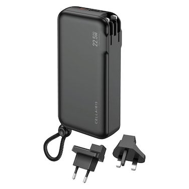 Cellairis Trek Power Bank With Built-in Charging Cable And Adapter Black 10000mAh