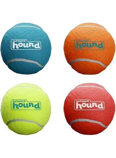 Outward Hound Squeaker Ballz Fetch Dog Toy, Large, 4 count (Pack of 1)