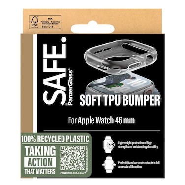 PanzerGlass Safe Soft TPU Bumper Screen Protector For Apple Watch 46mm Transparent