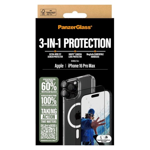 PanzerGlass 3-in-1 Protection Bundle For Apple iPhone 16 Pro Max