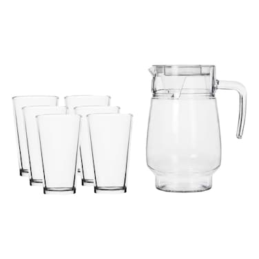 Soda Lime Glass Jug with Cups 1.4L 6 PCS