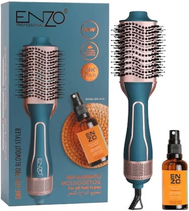 Enzo EN-4112 Enzo Hot Air Hair Brush Styler, 240V Professional Hair Dryer Brush With Multi-Function Heat Settings-Intl Version