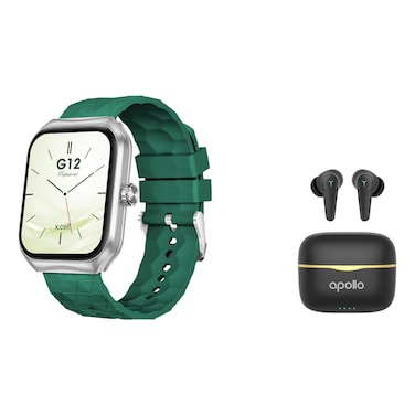 X.Cell G12 Professional Smartwatch Green and Apollo 7 Truly Wireless Bluetooth In-Ear Earbuds