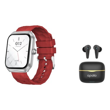 X.Cell G12 Professional Smartwatch Red and Apollo 7 Truly Wireless Bluetooth In-Ear Earbuds