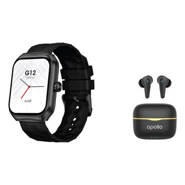 X.Cell G12 Professional Smartwatch Black and Apollo 7 Truly Wireless Bluetooth In-Ear Earbuds