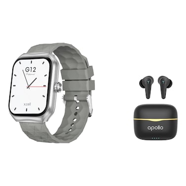 X.Cell G12 Professional Smartwatch Grey and Apollo 7 Truly Wireless Bluetooth In-Ear Earbuds