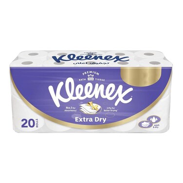 Kleenex Extra Dry Bath Tissue Rolls 3 Ply Pack of 20