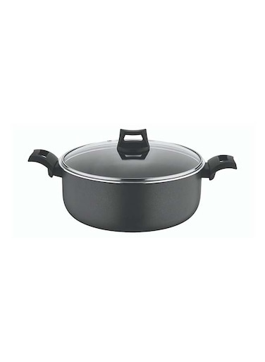 Non-Stick Casserole, Stockpot &amp; Stewpot with Glass Lid and 5 Layer PTFE Non-Stick Spray Coating BXSCP26BME Black 26cm