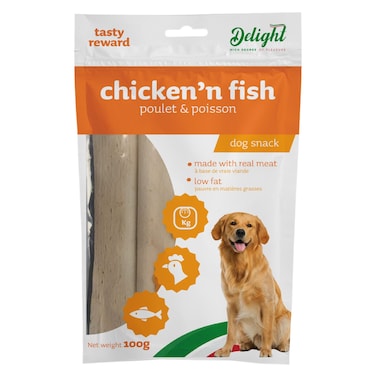 دلايت شطيرة دجاج وسمك وجبة خفيفة للكلاب 100 غرام