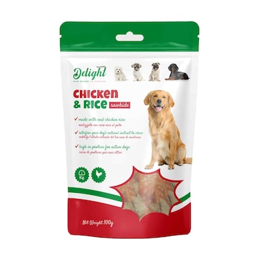 Delight Chicken and Rice Rawhide Stick Dog Snack 100g