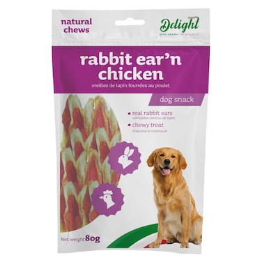 Delight Rabbit Ear and Chicken Chewy Treats Dog Snack 80g