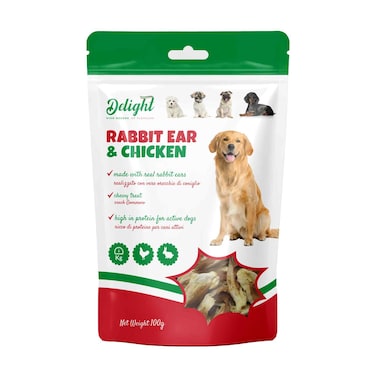 Delight Rabbit Ear and Chicken Chewy Treats Dog Snack 80g