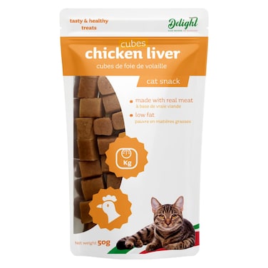 Delight Chicken Liver Cubes Treats Cat Snack 50g