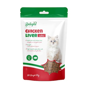 Delight Chicken Liver Cubes Treats Cat Snack 50g