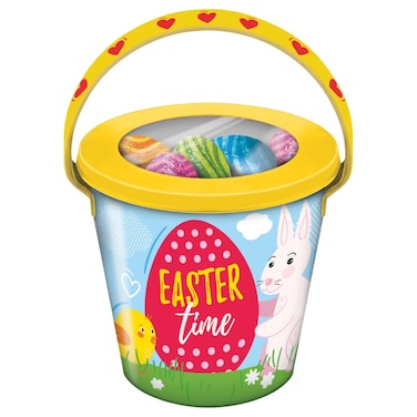 إيستر تايم دلو بيض شوكولاته بحجم صغير بطبعة الأرنب 120 غرام