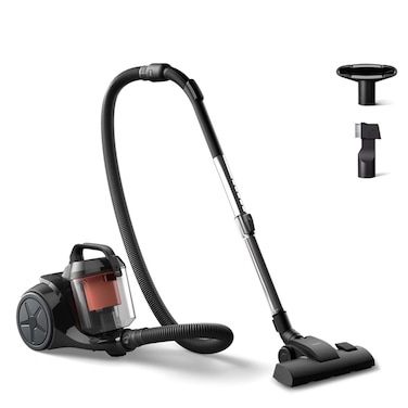 Philips 1000 Series Bagless Vacuum Cleaner XB1042/10, 1.3 L, 1200 W, Deep Black and Coral Mood, Washable Filter
